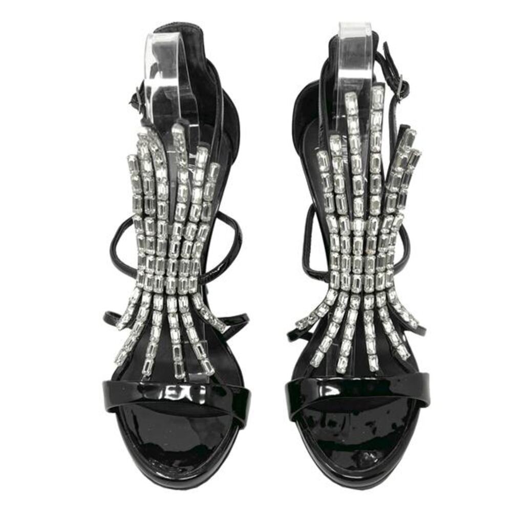 Giuseppe Zanotti Crystal Black Patent Heels Sandals 39
